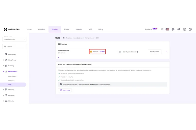 Hostinger Built-in CDN
