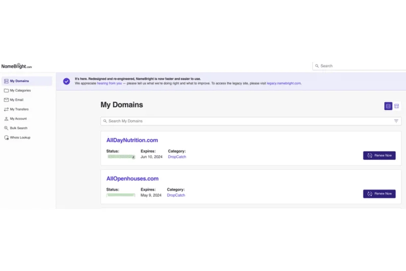 NameBright Domains