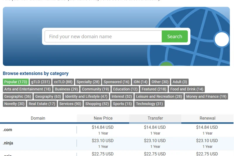 Hostwinds Domain Registration