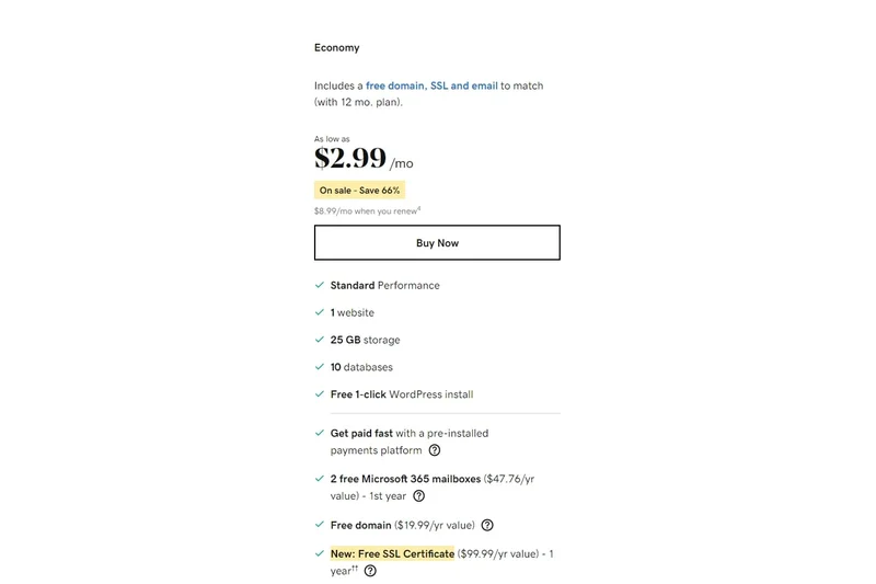 GoDaddy Web Hosting Economy