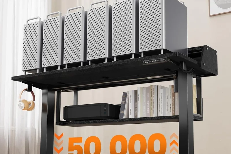 ErGear Electric Standing Desk with LED Lights &amp; Storage