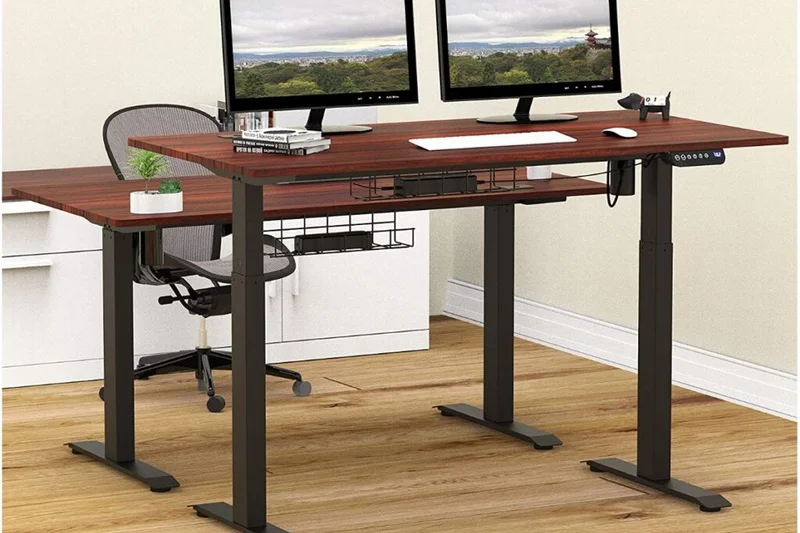 SHW L-Shaped Electric Height Adjustable Desk