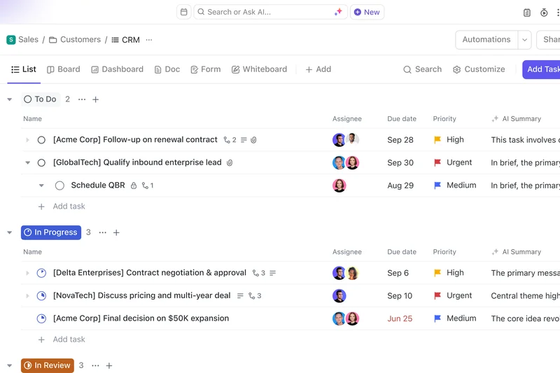 ClickUp Free Forever CRM