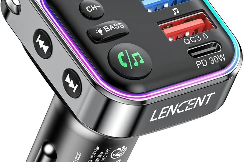 Lencent 48W Bluetooth FM Transmitter with 7-Color Light