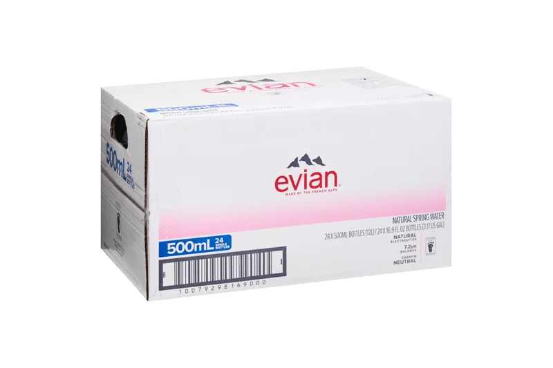 Evian Natural Spring Water bottle angle